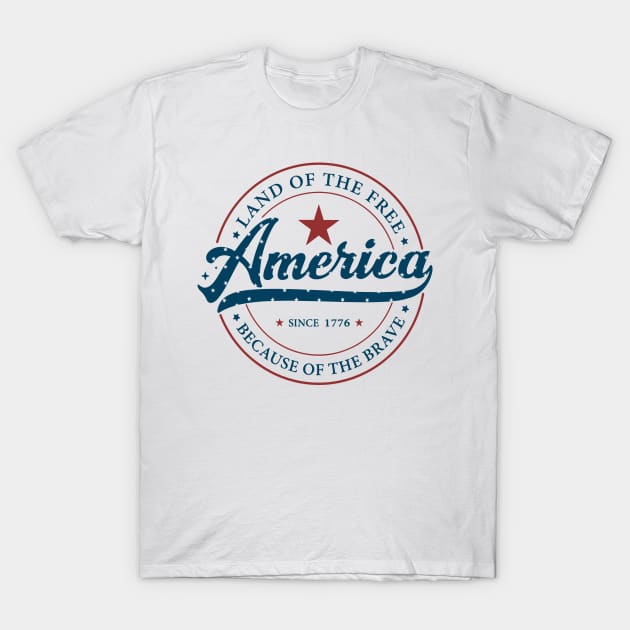 America Land Of The Free Because Of The Brave Retro T-Shirt by Slondes